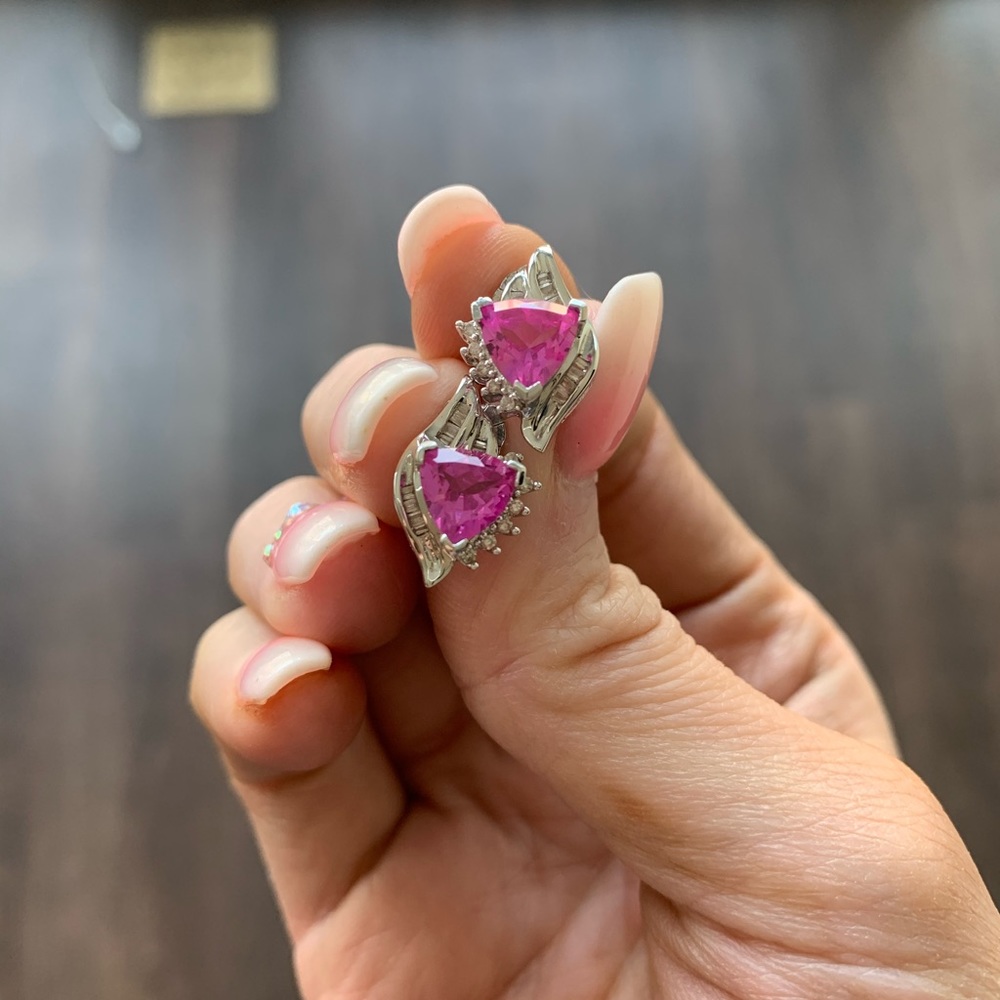 Pink sapphire and diamond Earrings